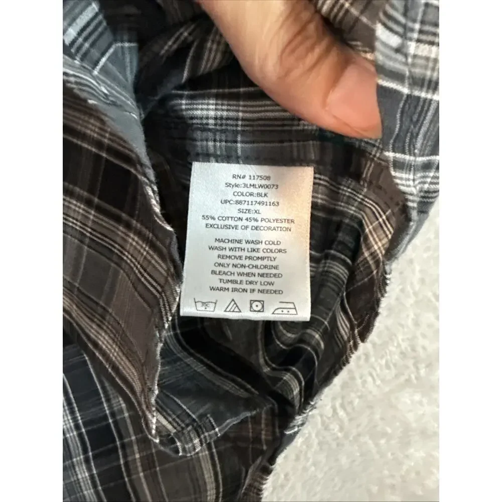 Levi’s Pearl Snap Western Cowboy Nashville Shirt Men’s XL grey Plaid Regular Fit